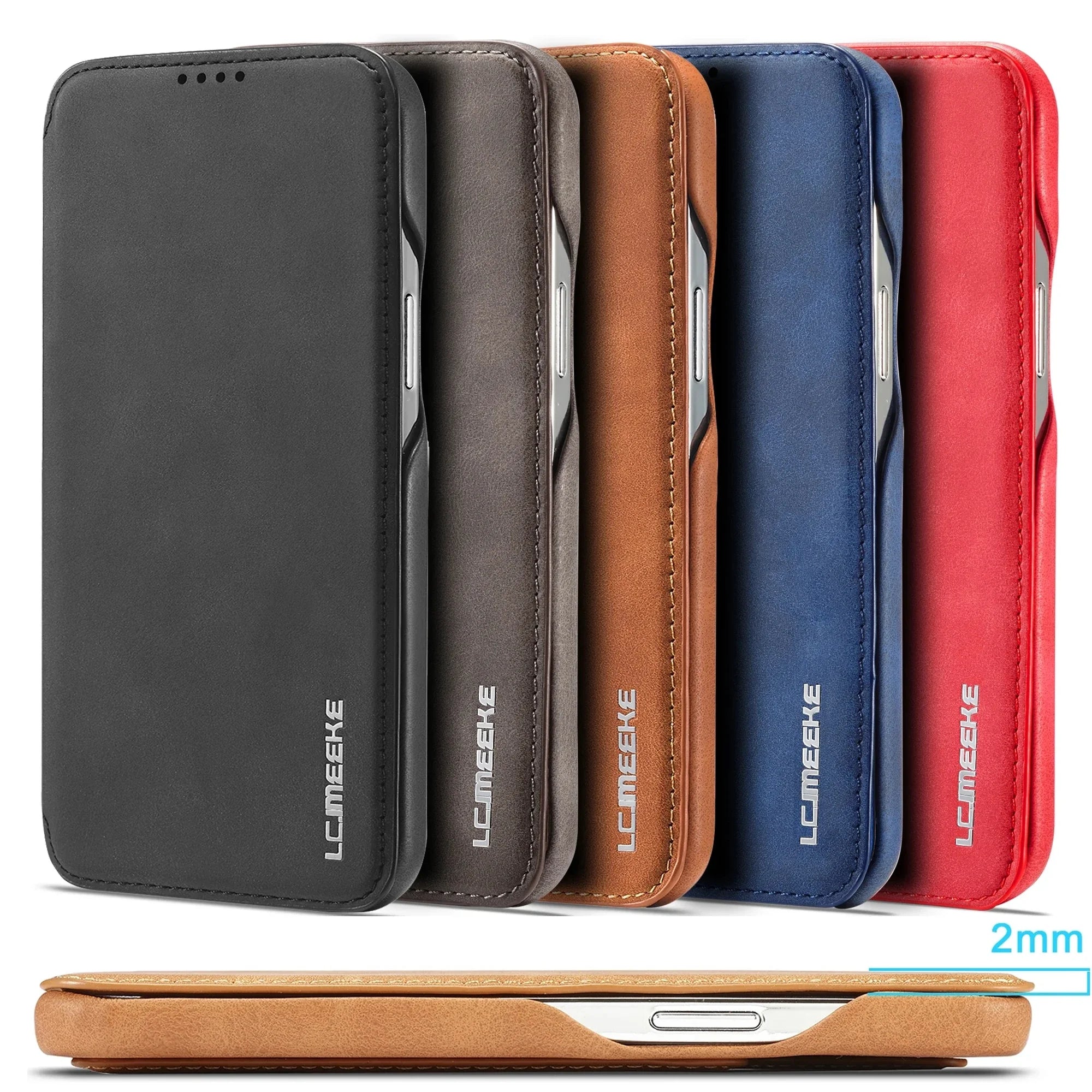 Leather Flip Wallet iPhone Case Card Holder Magnetic Book Cover Secondary image