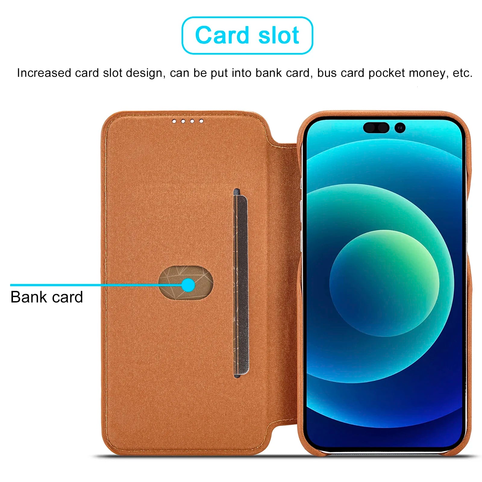 Leather Flip Wallet iPhone Case Card Holder Magnetic Book Cover