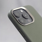 Luxury PU Leather Magnetic iPhone Case Alloy Lens Frame MagSafe Cover