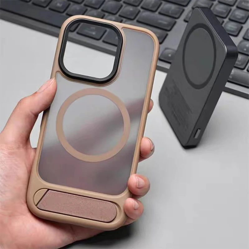 MagSafe Invisible Stand iPhone Case Matte Magnetic Kickstand Protective Cover