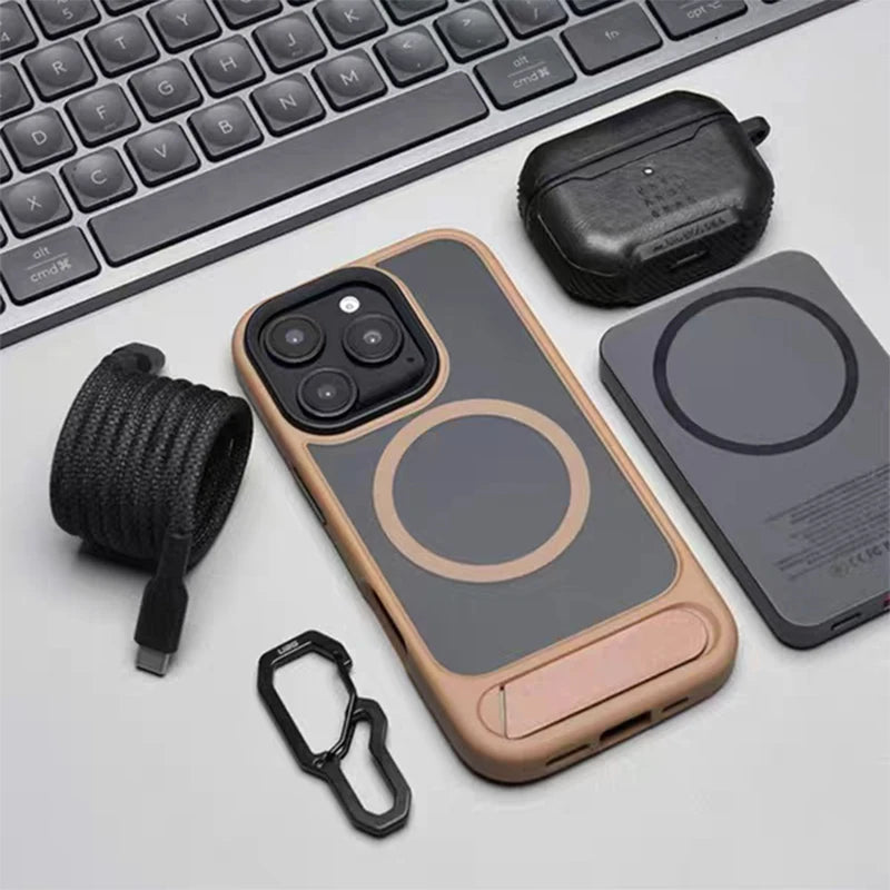 MagSafe Invisible Stand iPhone Case Matte Magnetic Kickstand Protective Cover