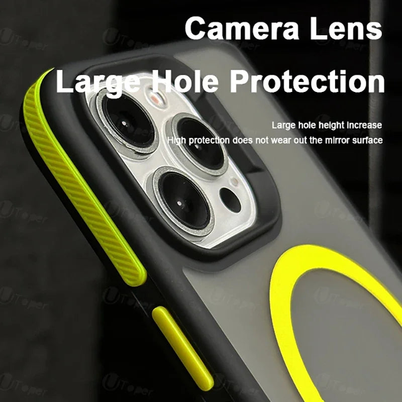 Bicolor Matte Frosted MagSafe iPhone Case Translucent Shockproof Protective Cover