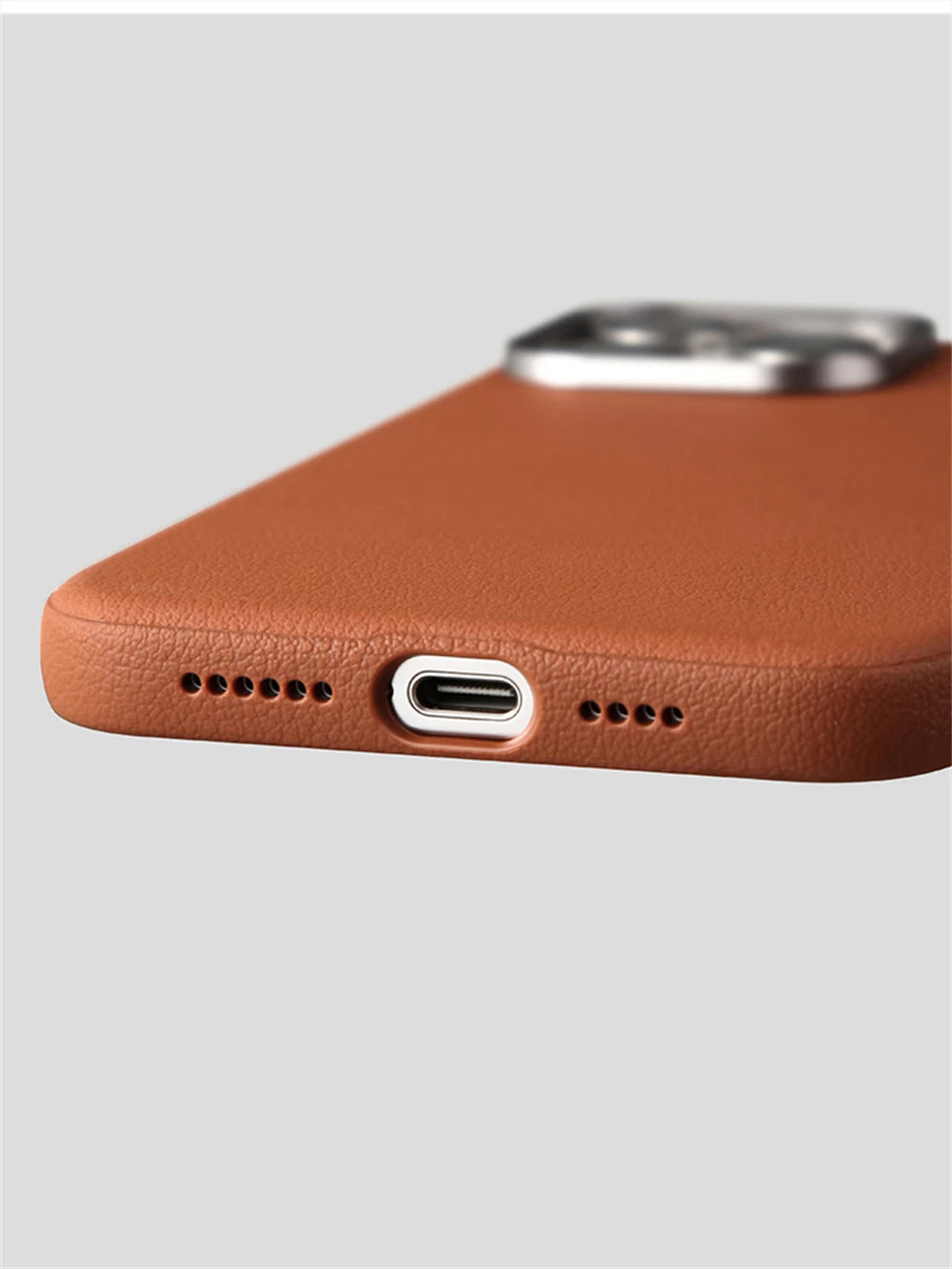 Luxury Business PU Leather Magnetic iPhone Case Metal Camera MagSafe Cover
