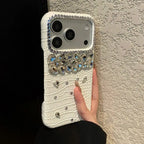 Luxury Crocodile Grain Leather iPhone Case Jewelled Hard Back Protective Cover
