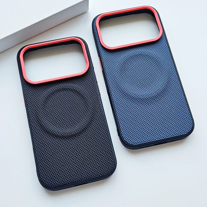 MagSafe Woven Leather iPhone Case TPU Soft Anti-Fingerprint Magnetic Cover