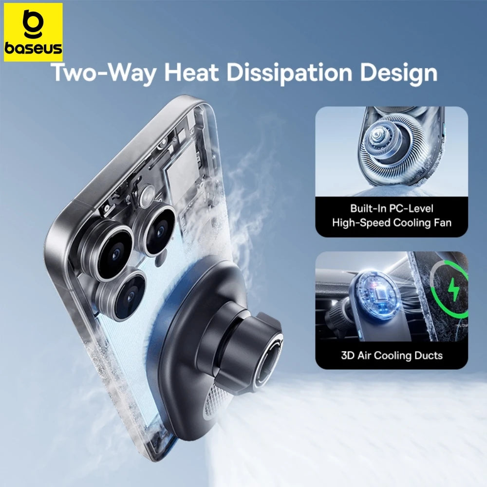 Baseus Magnetic Wireless Car Charger 25W Fast Charging Phone Holder with Cooling Fan