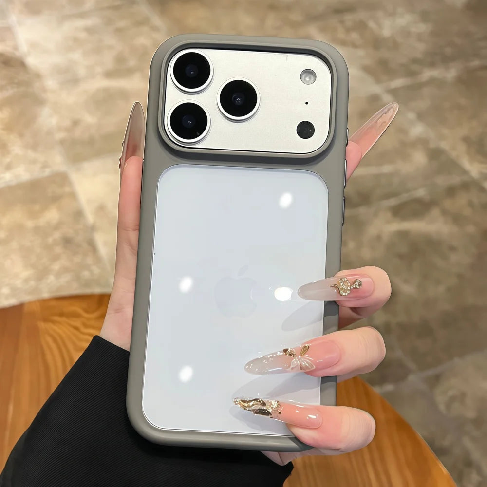 Crystal Clear iPhone Case with Camera Touch Button Shockproof Protective Cover