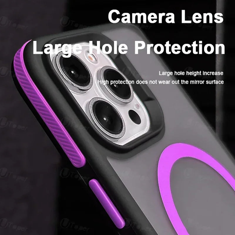 Bicolor Matte Frosted MagSafe iPhone Case Translucent Shockproof Protective Cover