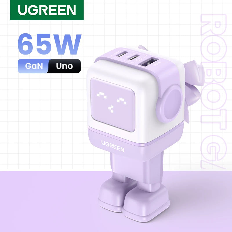 UGREEN 65W GaN Charger Robot Design PD Fast Charger USB-C Multi Port Adapter Main image