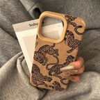 Leopard Pattern Leather iPhone Case Shockproof TPU Stylish Protective Cover