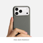 Luxury Diamond Texture MagSafe Leather iPhone Case Alloy Lens Protective Cover