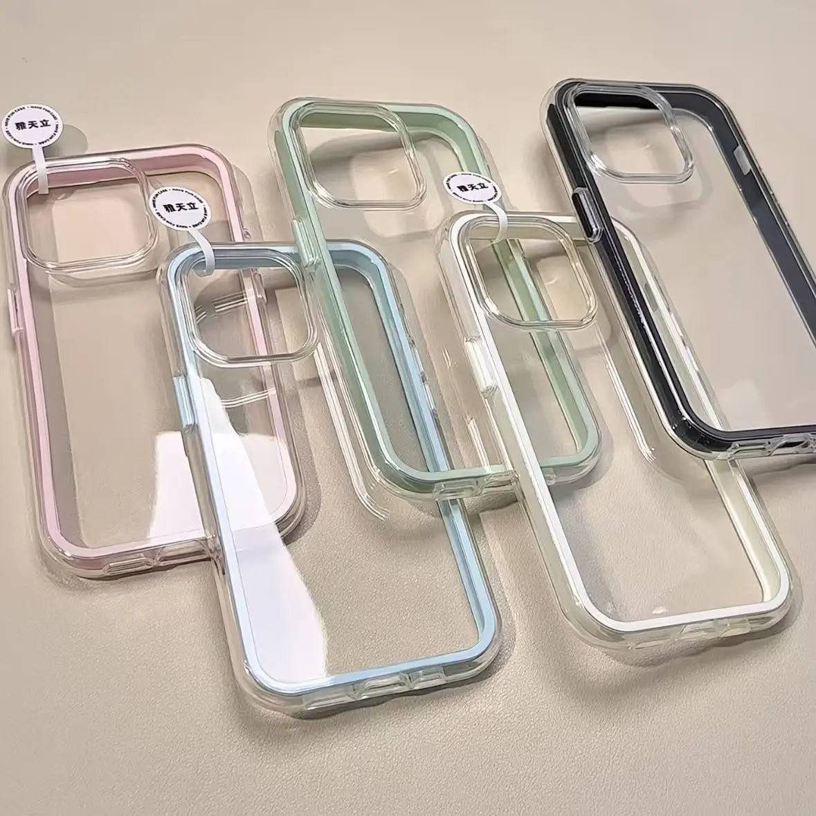 Candy Color Frame Clear Back iPhone Case Shockproof Acrylic Bumper Cover
