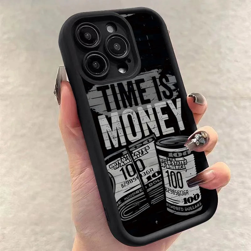 Time Is Money Printed iPhone Case Soft TPU Shockproof Motivational Cover