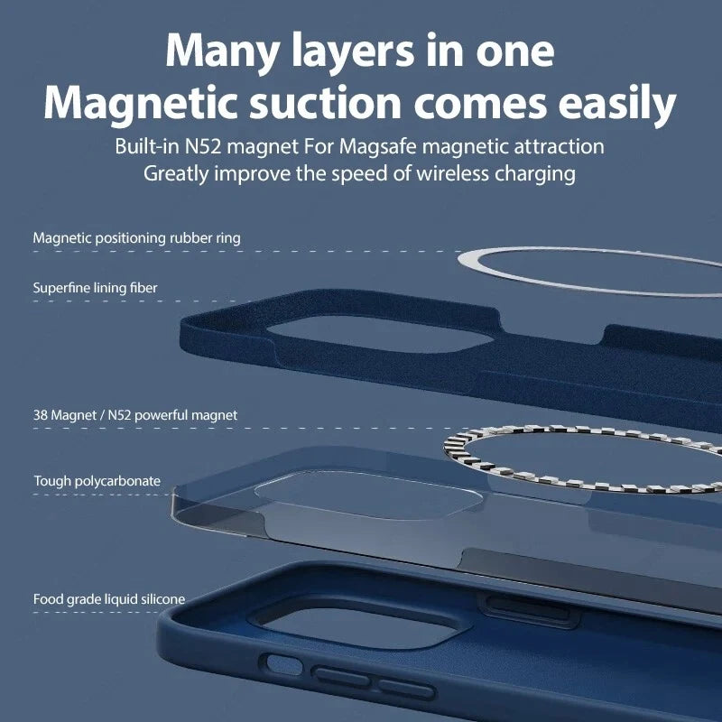 MagSafe Liquid Silicone iPhone Case Magnetic Soft Anti-Slip Protective Cover