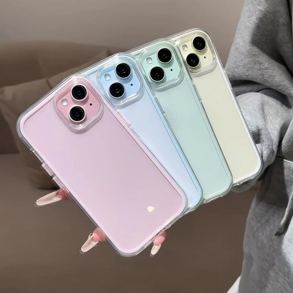 Candy Color Frame Clear Back iPhone Case Shockproof Acrylic Bumper Cover