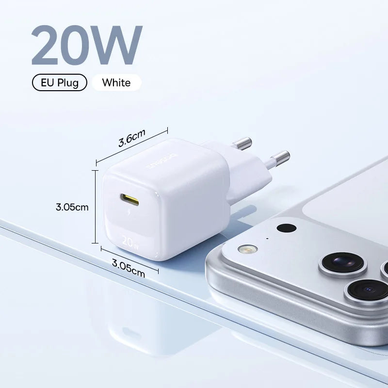 20W USB-C PD Fast Charger Portable Wall Adapter for iPhone and Android