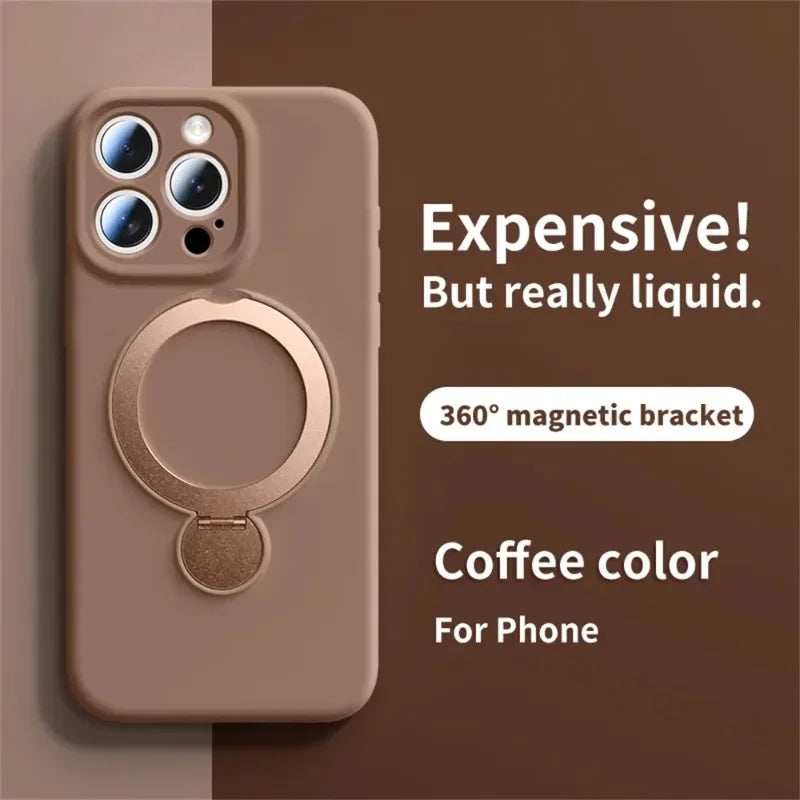Magnetic Ring Stand iPhone Case 360° Rotating MagSafe Silicone Cover