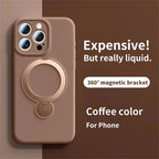 Magnetic Ring Stand iPhone Case 360° Rotating MagSafe Silicone Cover