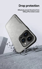 Luxury Leather iPhone Case with Metal Plate Magnetic Car Mount Support Cover