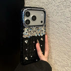 Luxury Crocodile Grain Leather iPhone Case Jewelled Hard Back Protective Cover