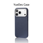 Luxury Diamond Texture MagSafe Leather iPhone Case Alloy Lens Protective Cover
