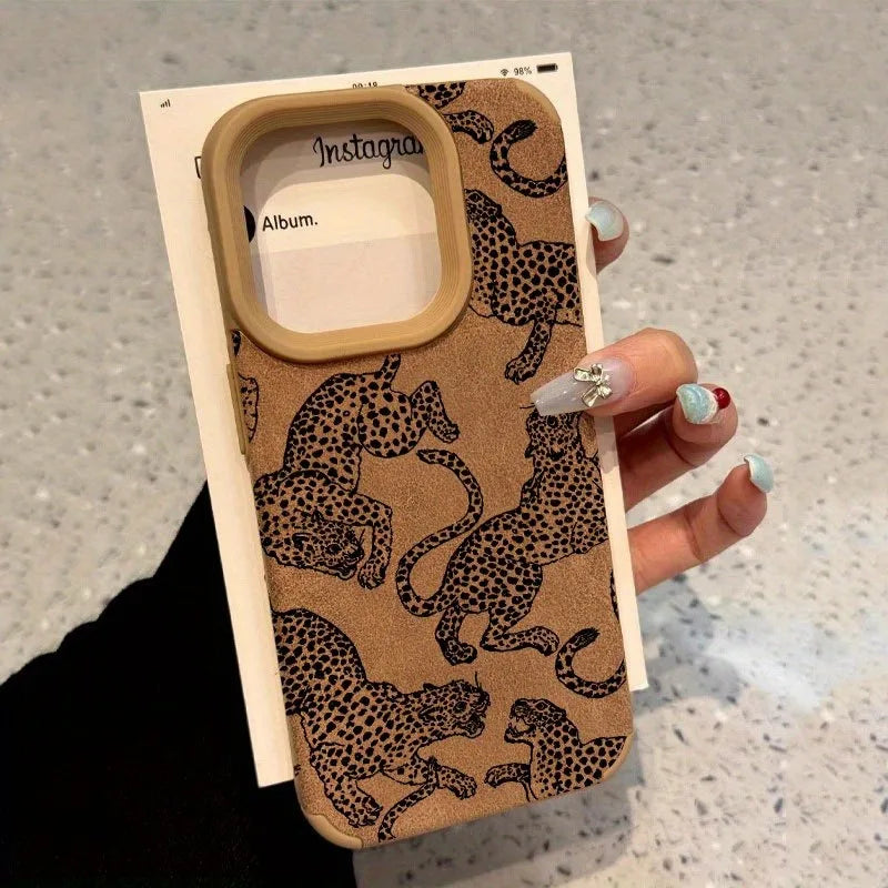 Leopard Pattern Leather iPhone Case Shockproof TPU Stylish Protective Cover Main image