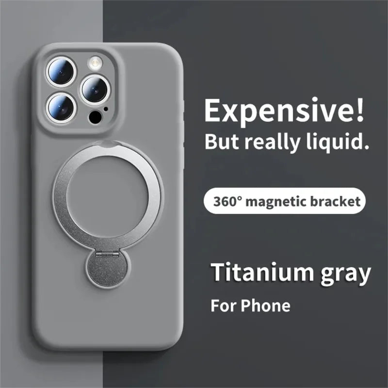 Magnetic Ring Stand iPhone Case 360° Rotating MagSafe Silicone Cover