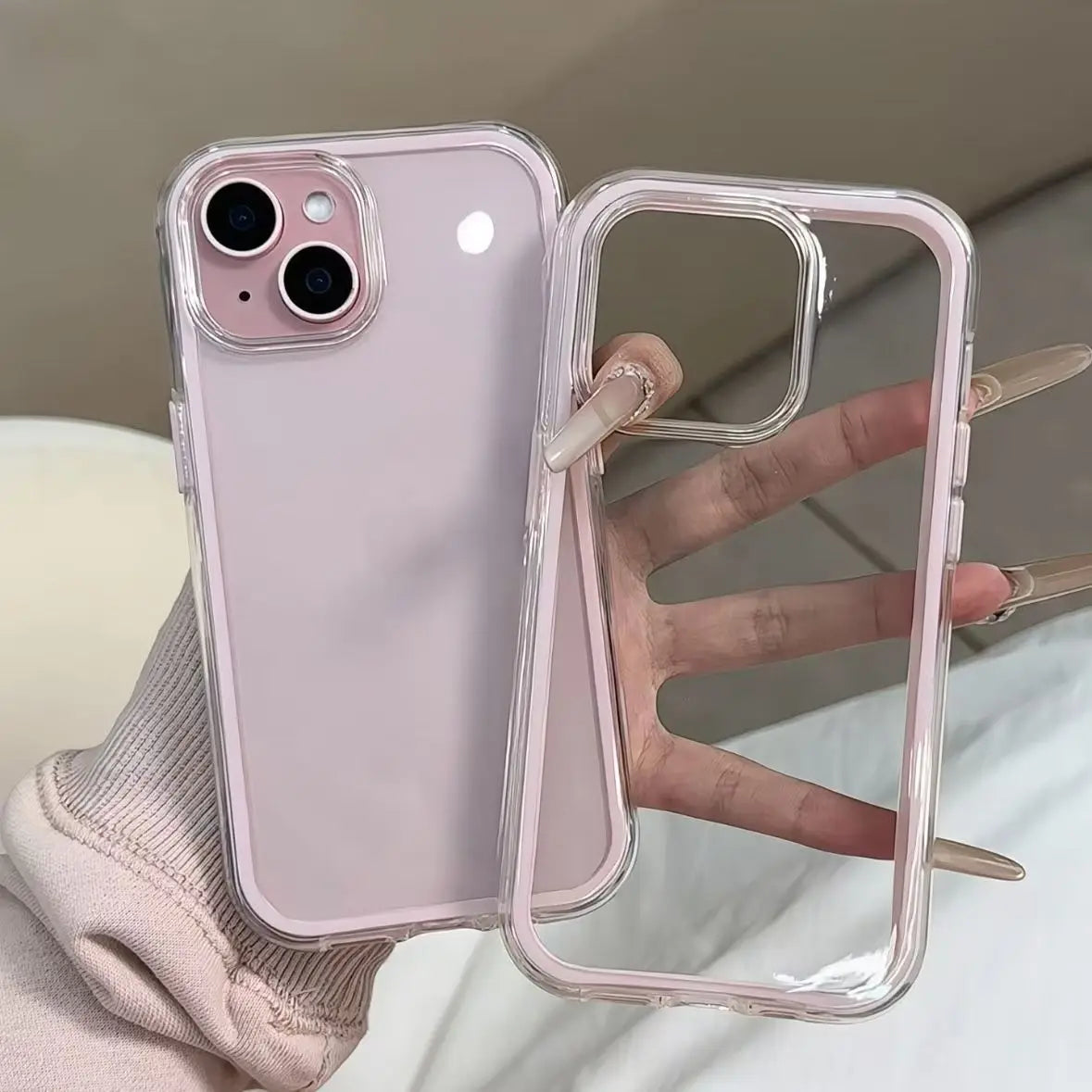 Candy Color Frame Clear Back iPhone Case Shockproof Acrylic Bumper Cover