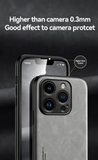 Luxury Leather iPhone Case with Metal Plate Magnetic Car Mount Support Cover