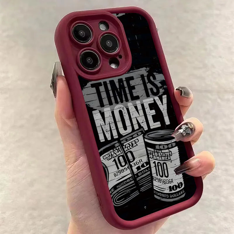 Time Is Money Printed iPhone Case Soft TPU Shockproof Motivational Cover