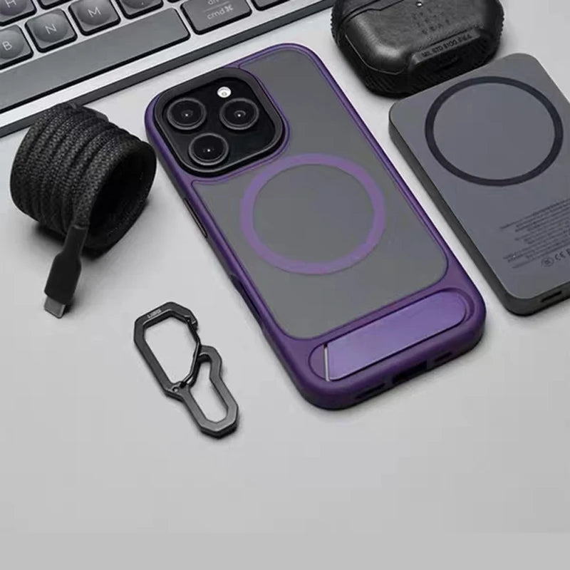 MagSafe Invisible Stand iPhone Case Matte Magnetic Kickstand Protective Cover