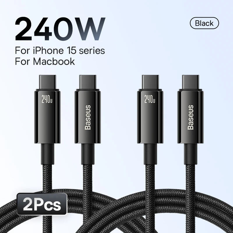240W USB-C to USB-C Cable PD 3.1 Fast Charging Nylon Braided Data Cable