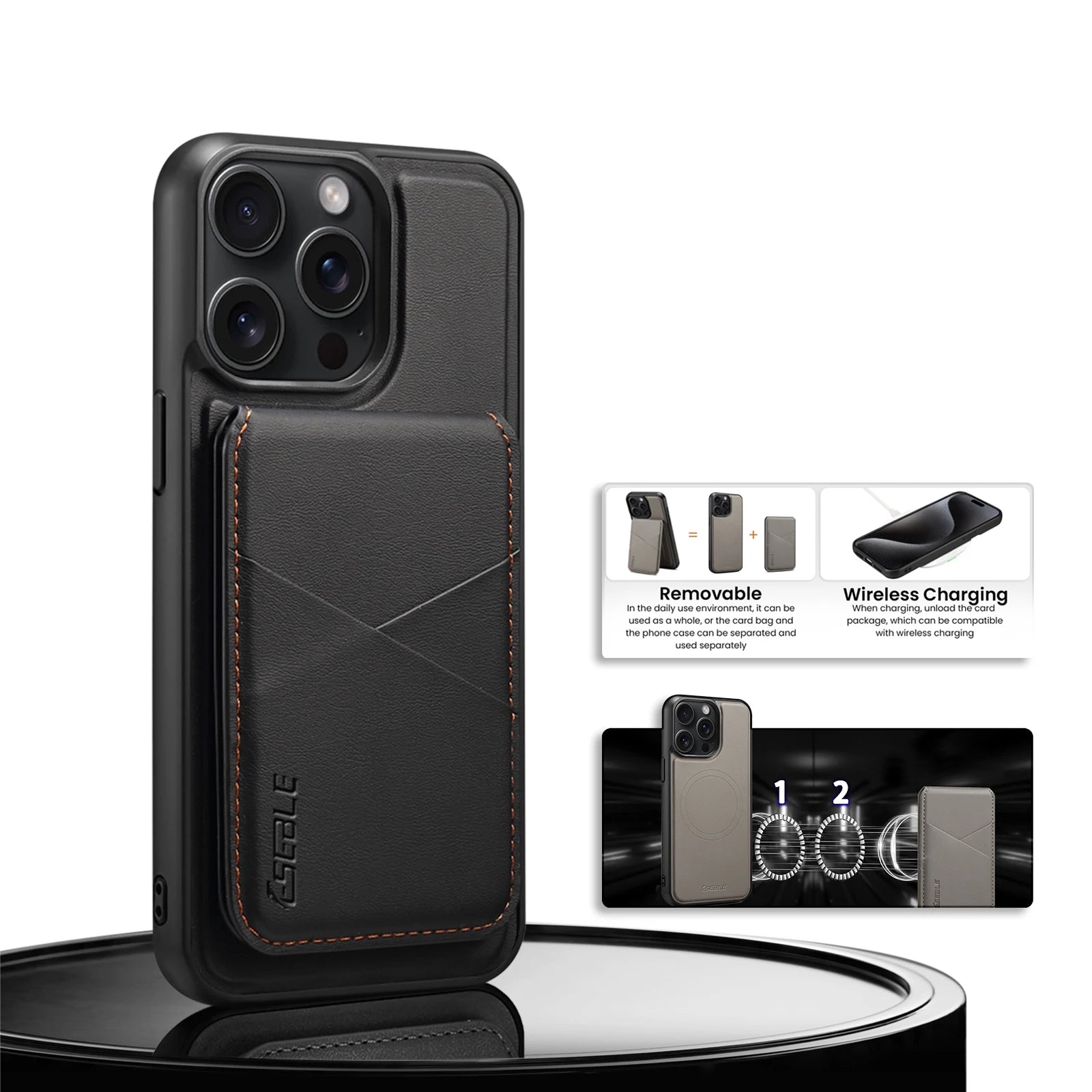 2-in-1 Magnetic Detachable Leather iPhone Case Wallet Card Holder Cover