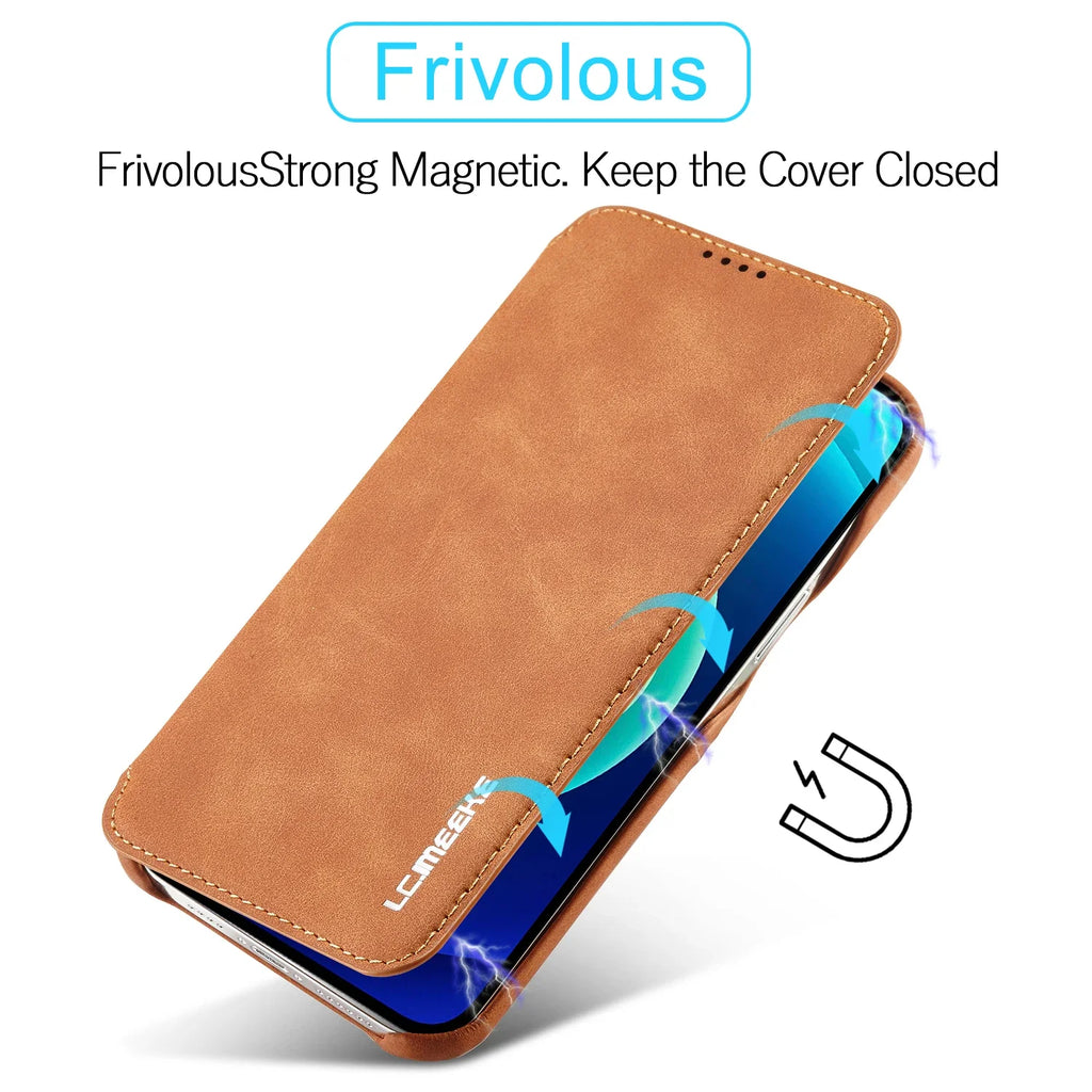Leather Flip Wallet iPhone Case Card Holder Magnetic Book Cover