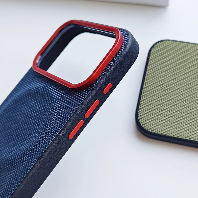 MagSafe Woven Leather iPhone Case TPU Soft Anti-Fingerprint Magnetic Cover