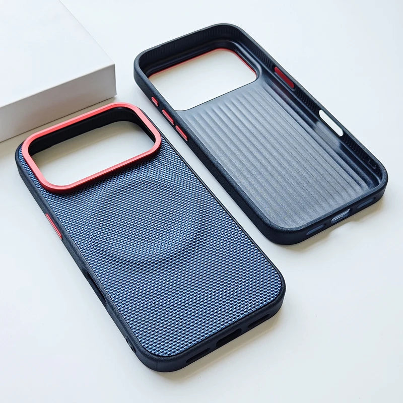MagSafe Woven Leather iPhone Case TPU Soft Anti-Fingerprint Magnetic Cover