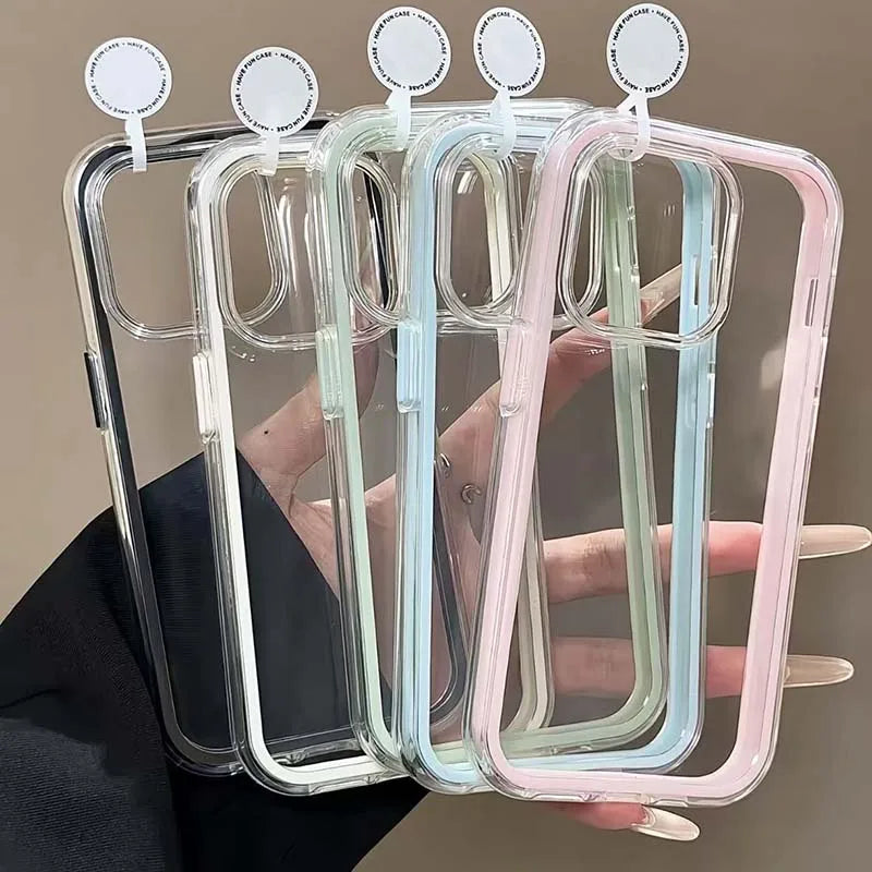 Candy Color Frame Clear Back iPhone Case Shockproof Acrylic Bumper Cover