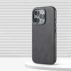 Luxury Retro Leather MagSafe iPhone Case Business Magnetic Alloy Lens Cover