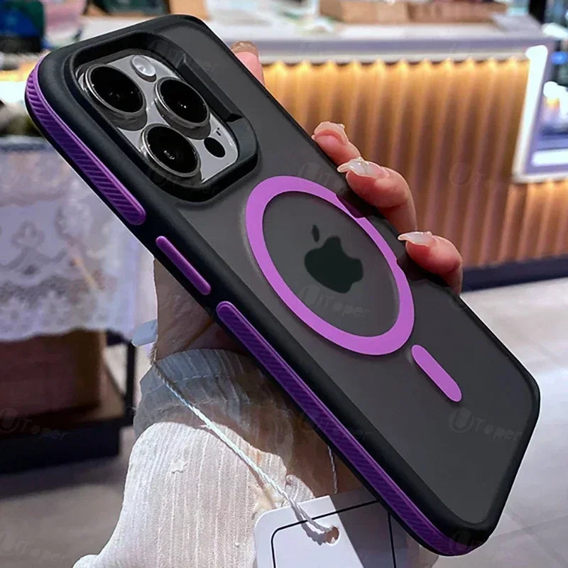 Bicolor Matte Frosted MagSafe iPhone Case Translucent Shockproof Protective Cover