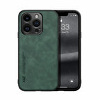 Luxury Leather iPhone Case with Metal Plate Magnetic Car Mount Support Cover