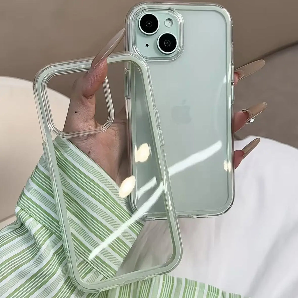 Candy Color Frame Clear Back iPhone Case Shockproof Acrylic Bumper Cover
