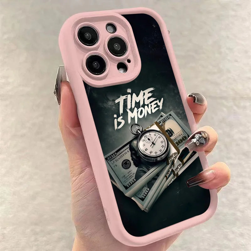 Time Is Money Printed iPhone Case Soft TPU Shockproof Motivational Cover