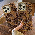 Leopard Pattern Leather iPhone Case Shockproof TPU Stylish Protective Cover