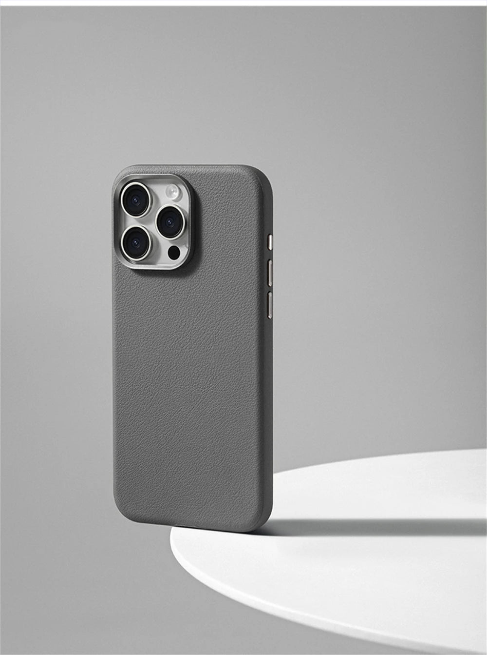 Luxury Business PU Leather Magnetic iPhone Case Metal Camera MagSafe Cover