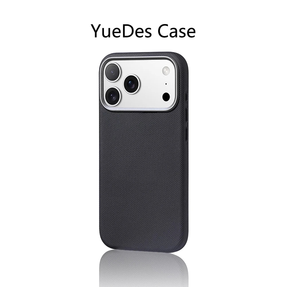 Luxury Diamond Texture MagSafe Leather iPhone Case Alloy Lens Protective Cover
