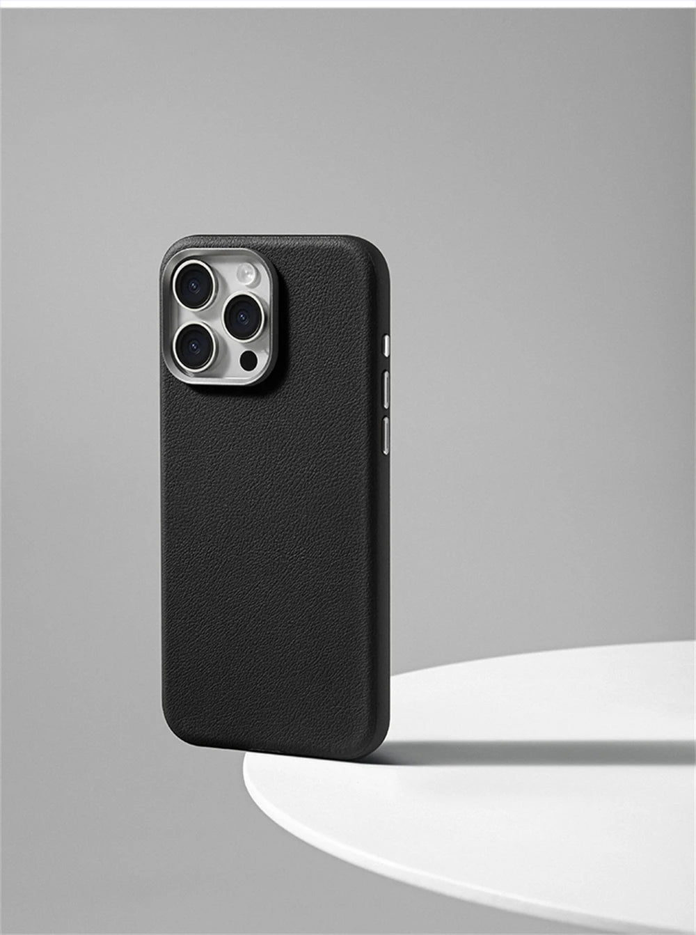 Luxury Business PU Leather Magnetic iPhone Case Metal Camera MagSafe Cover