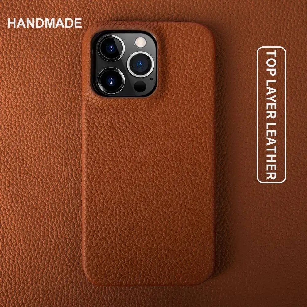 Luxury Genuine Leather iPhone Case Slim Shockproof Premium Cover