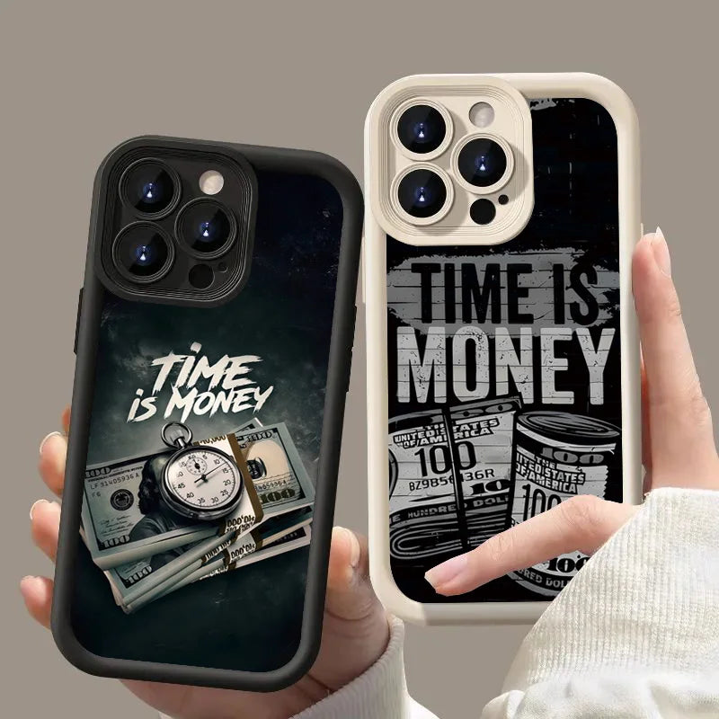 Time Is Money Printed iPhone Case Soft TPU Shockproof Motivational Cover