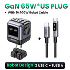 UGREEN 65W GaN Charger Robot Design PD Fast Charger USB-C Multi Port Adapter