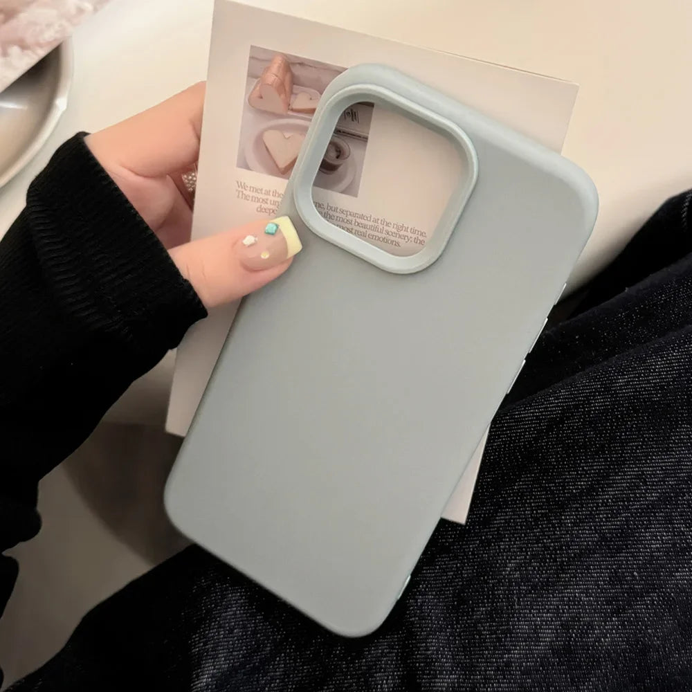 Dopamine Color Silicone iPhone Case Soft Solid Color Shockproof Cover